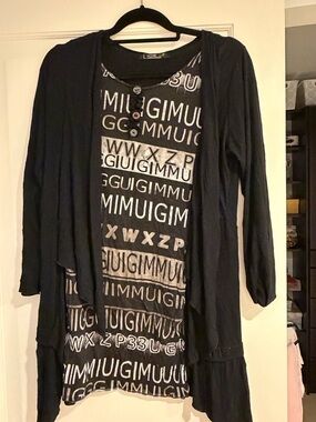 Lior Black Layered Graphic Tunic Top